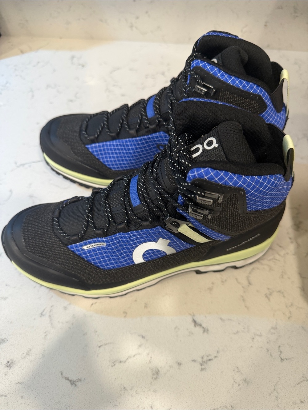On Running Black & Blue Trail Hiking Sneakers with Neon Accents